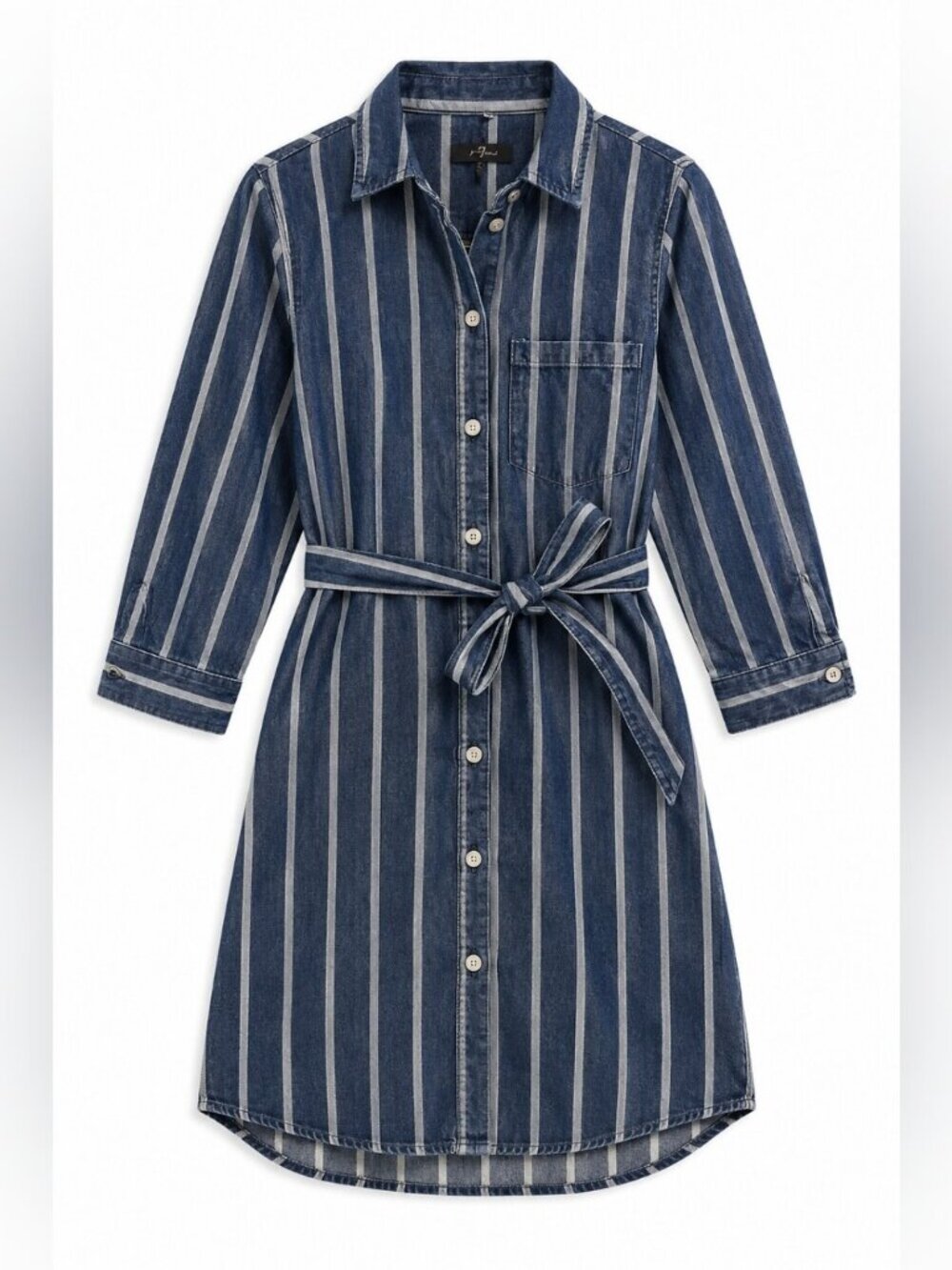 7 For All Mankind Denim Stripe Shirt Dress Tie Waist XS